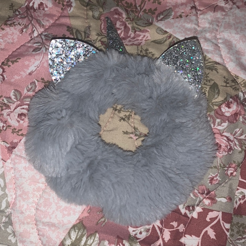 Grey cat ear scrunchie